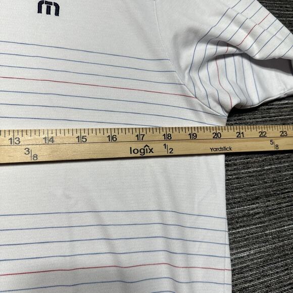 Travis Mathew Polo Shirt Men's M White Striped Short Sleeve Golf - Picture 9 of 13